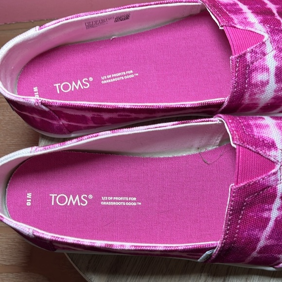 TOMS Alpargata Cupsole Plus Pink White Tye Dye Slip On Casual Canvas Comfy - Picture 3 of 9